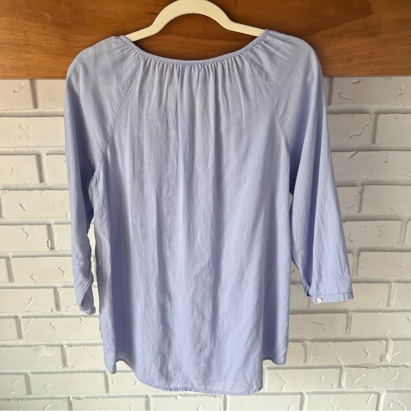 J. Jill Linen Scoop Neck w/ Button Closure Lace Cut out  3/4 Sleeve Blouse, XS - Picture 5 of 11